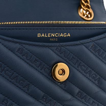Balenciaga Calfskin Logo Matelasse BB Chain Wallet Bleu Tanzanite 6 of 12
