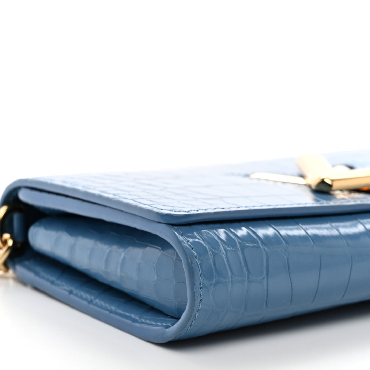 Crocodile Twist Chain Wallet Bleuet