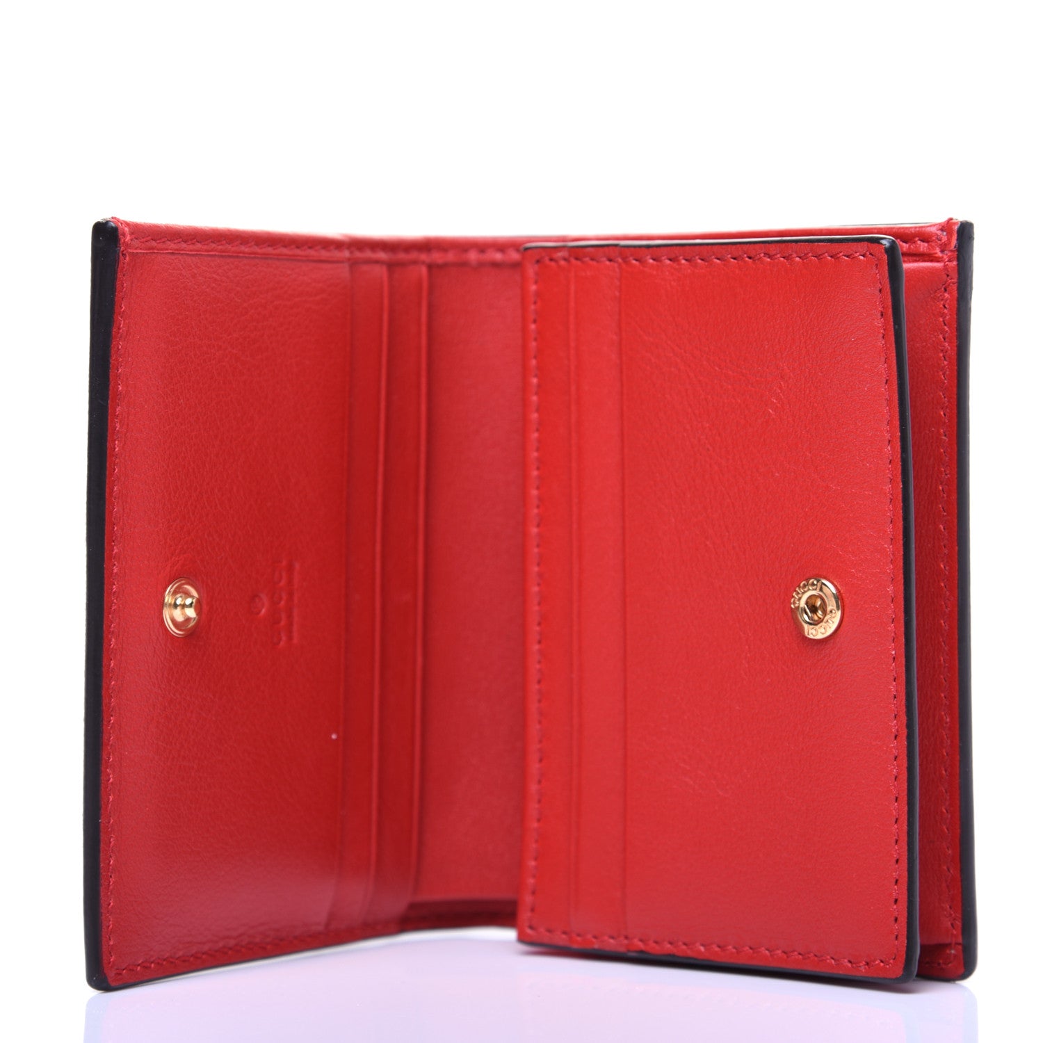 Gucci GG Supreme Monogram Apple Card Case Wallet Beige Multicolor Lobster Red 7 of 11