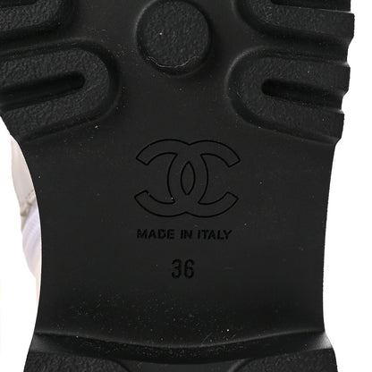 Chanel Crumpled Calfskin Patent Cap Toe Lace Up Combat Boots 36 White Black 7 of 9