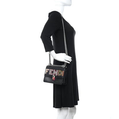 Fendi Vitello Liberty Fun Fair Metal Studded Small Kan I Shoulder Bag Black Multicolor 2 of 11