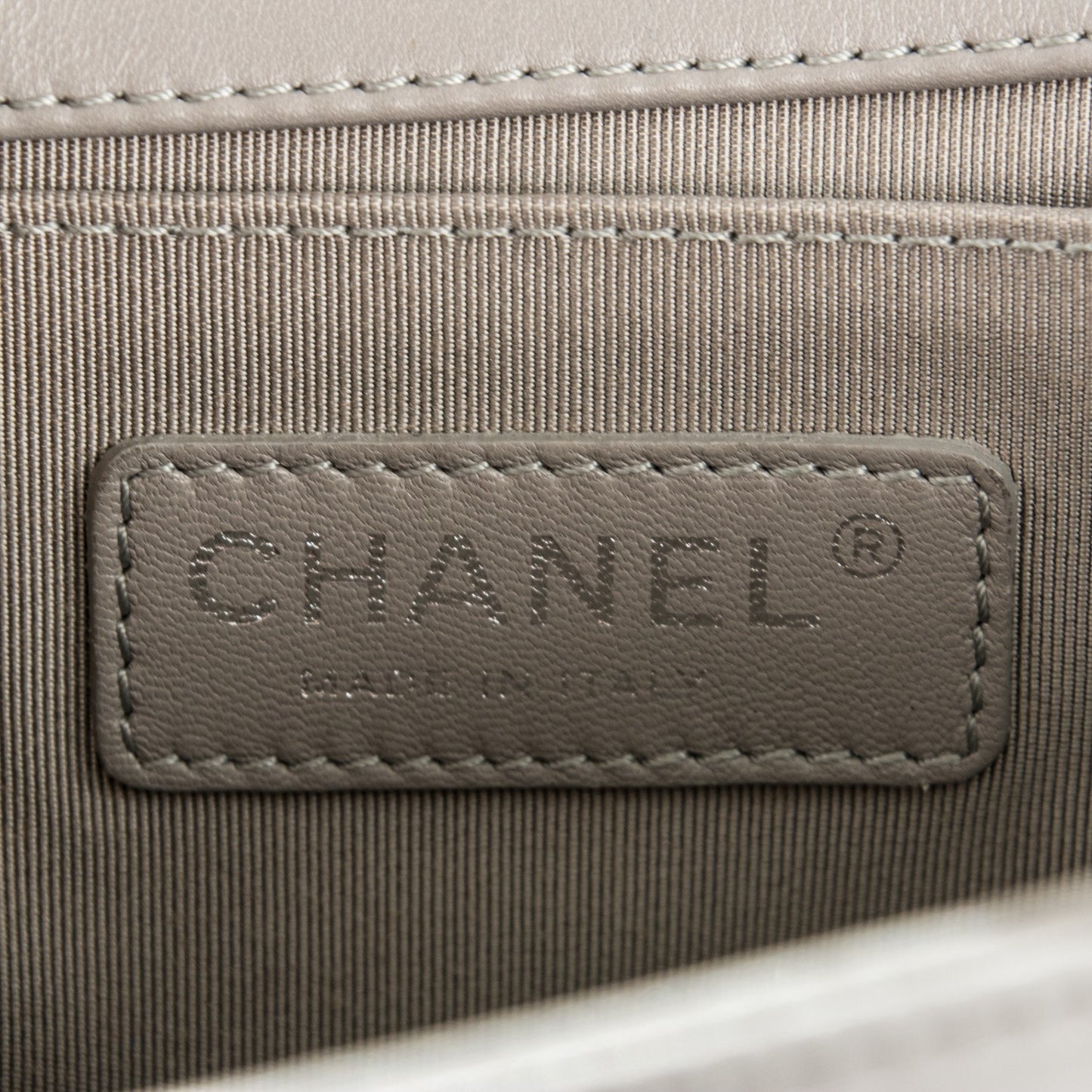 Calfskin Quilted Medium Boy Flap Grey