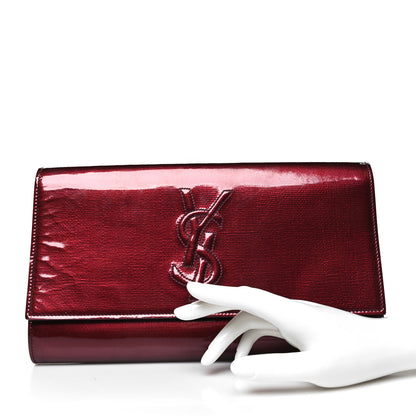 Saint Laurent Textured Patent Large Belle De Jour Clutch Purple 2 of 14