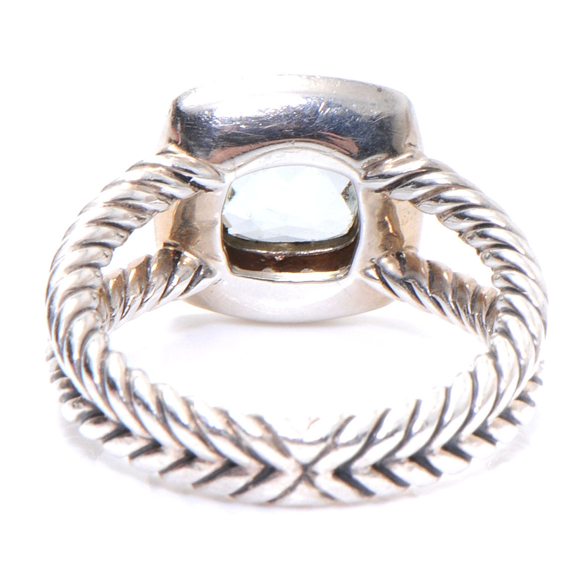 Sterling Silver Diamond Prasiolite 7mm Petite Albion Ring 52 6