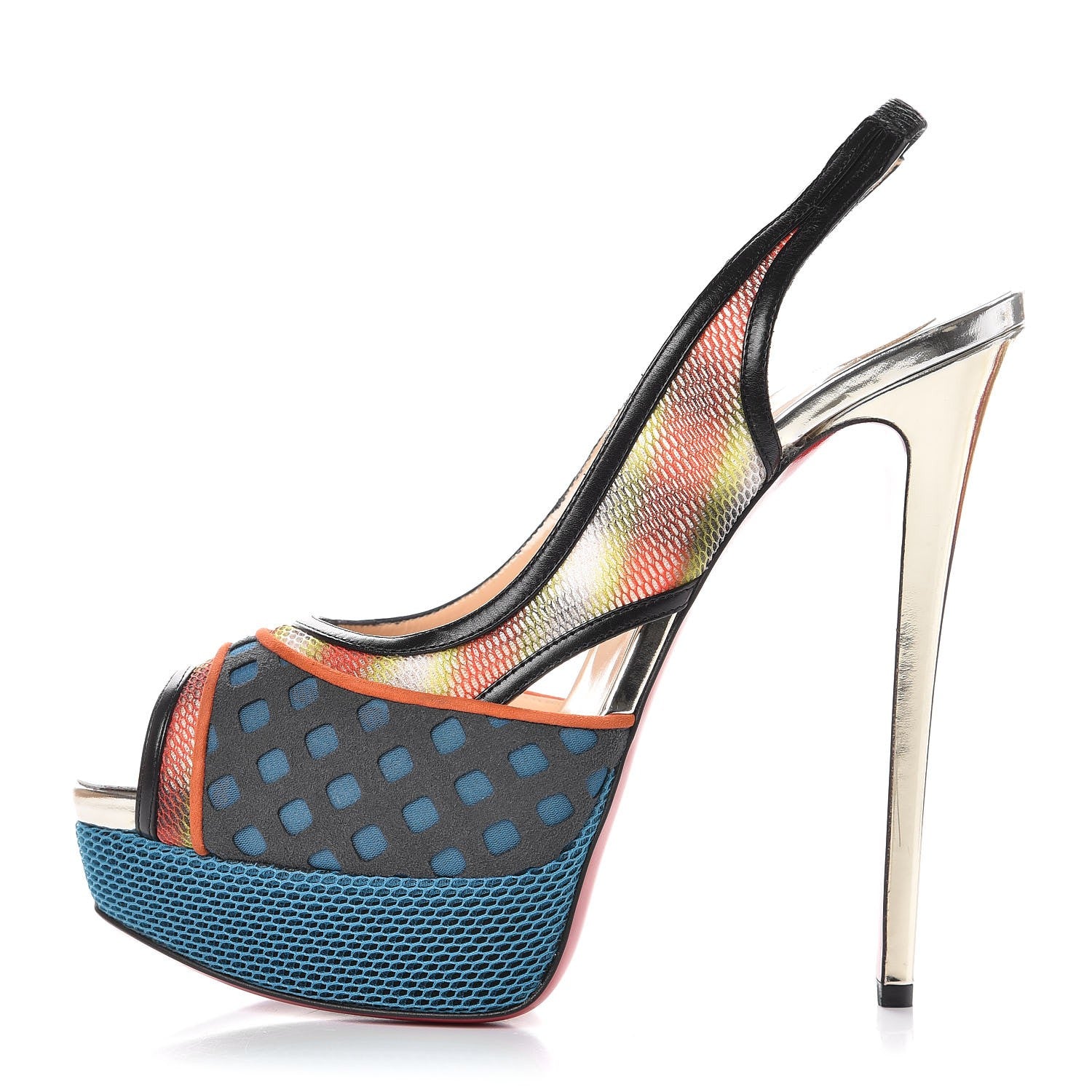 Christian Louboutin Fishnet Shiny Calfskin Marinadentella 150 Pumps 40 Ocean 1 of 9