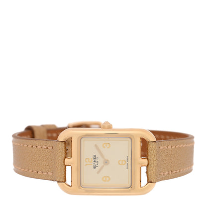 Hermes 18K Yellow Gold Chevre Chamkilight 21mm Cape Cod Quartz Watch Dore 2 of 5