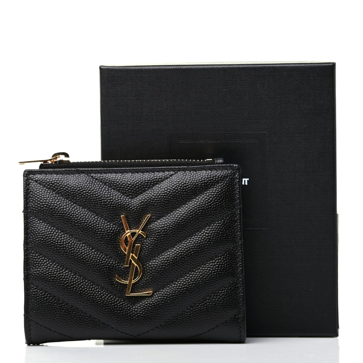 Grain De Poudre Matelasse Chevron Monogram Zipped Card Case Black