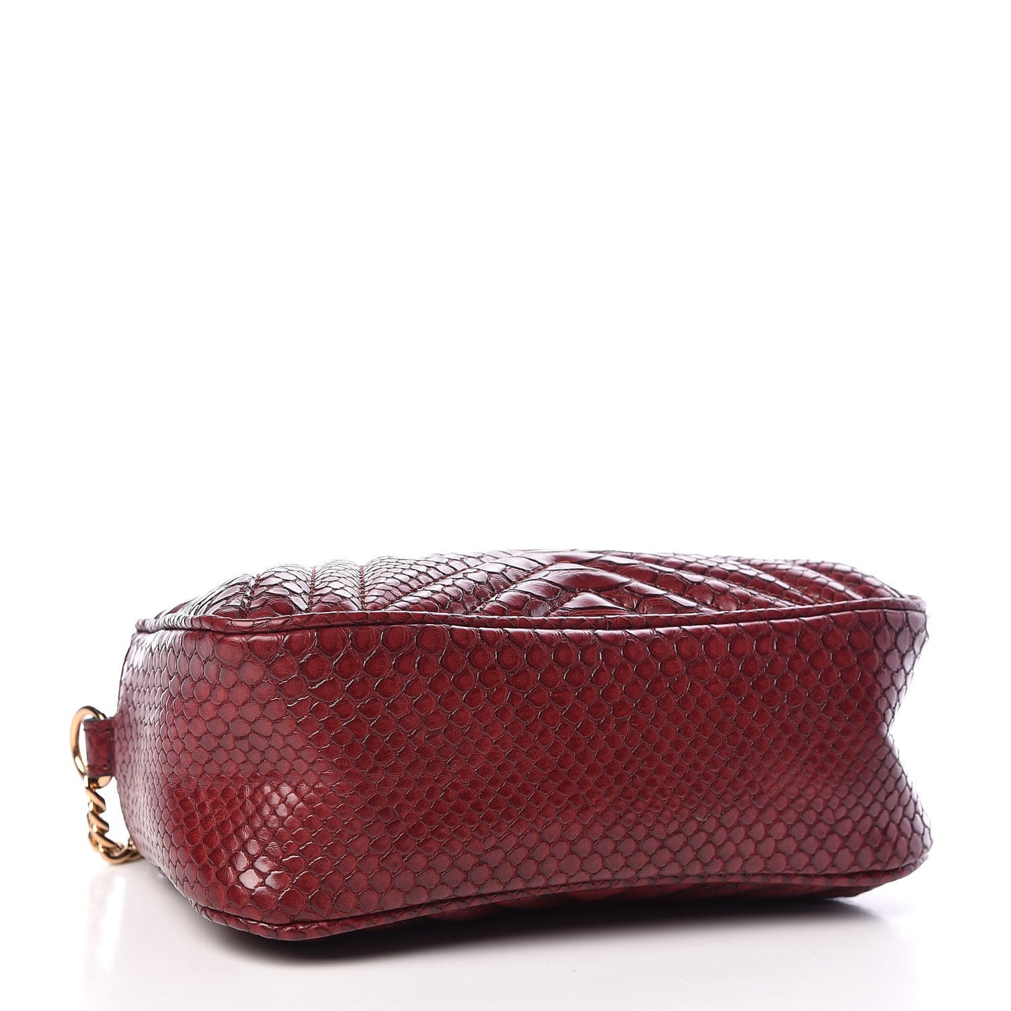 Snakeskin Effect Small Star Patch Shoulder Bag Burgundy