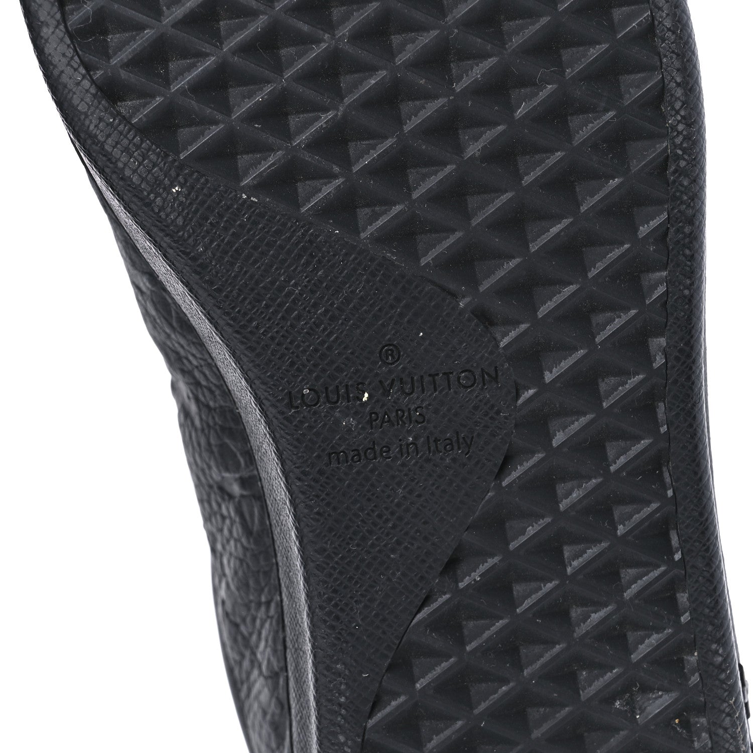 Louis Vuitton Grained Calfskin Embossed Monogram Mens Luxembourg Sneakers 7.5 Black 8 of 10