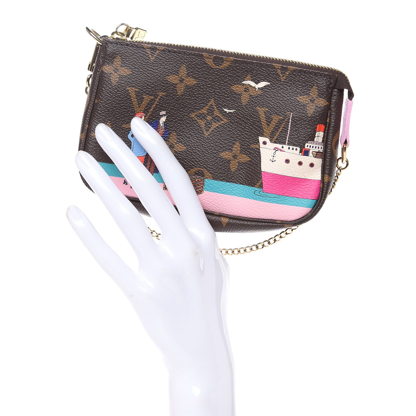 Monogram 2016 Christmas Animation Mini Pochette Accessories Rose Ballerine