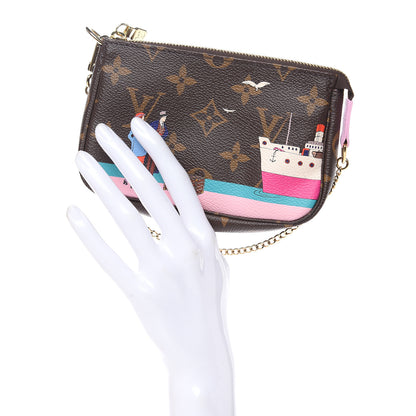 Louis Vuitton Monogram 2016 Christmas Animation Mini Pochette Accessories Rose Ballerine 2 of 8
