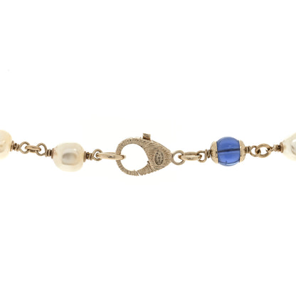 Chanel Pearl Crystal Resin CC Beaded Long Necklace Gold Pearly Gold Multicolor 4 of 4