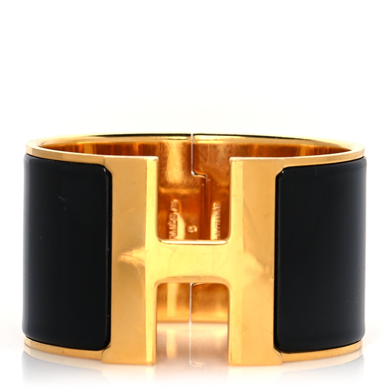 Hermes Enamel Extra Wide Clic Clac H Bracelet GM Black 1 of 6