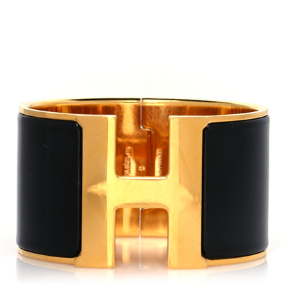 Hermes Enamel Extra Wide Clic Clac H Bracelet GM Black 1 of 6