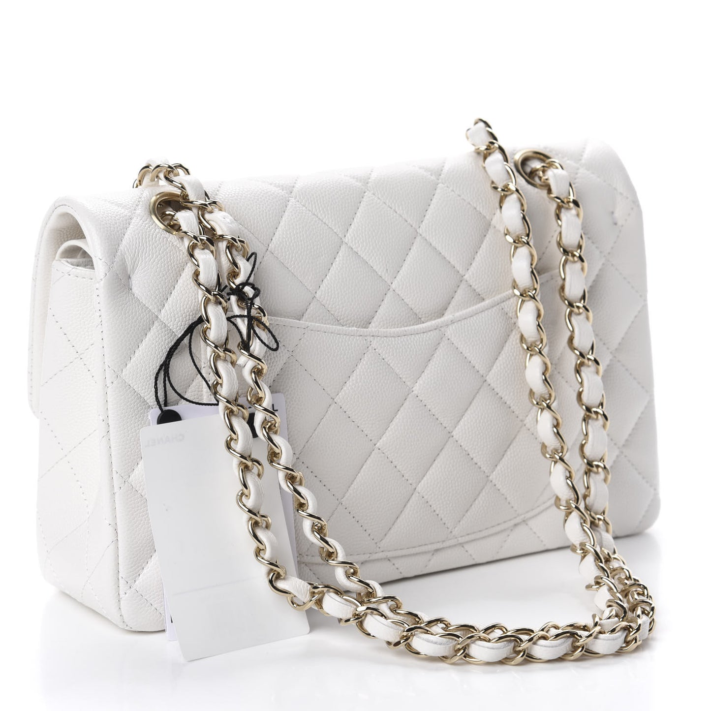 Caviar Quilted Small Double Flap White