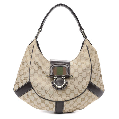 Gucci Monogram Horsebit Web Hobo Brown 1 of 11