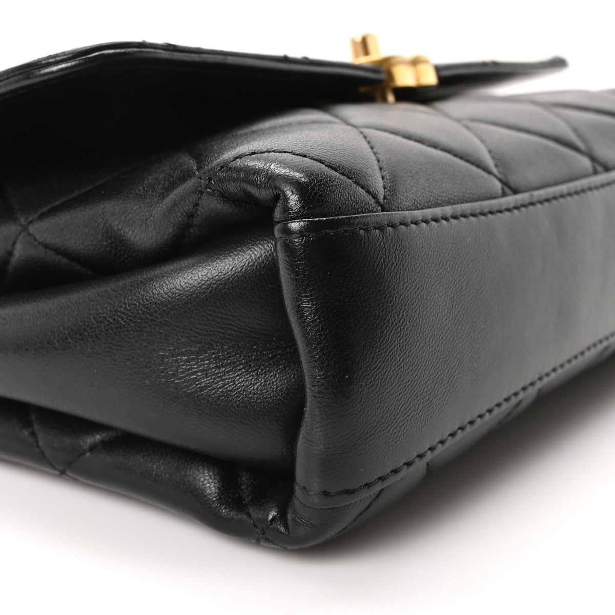Chanel Lambskin Quilted CC Crystal Logo Chain Flap Black 9 of 10