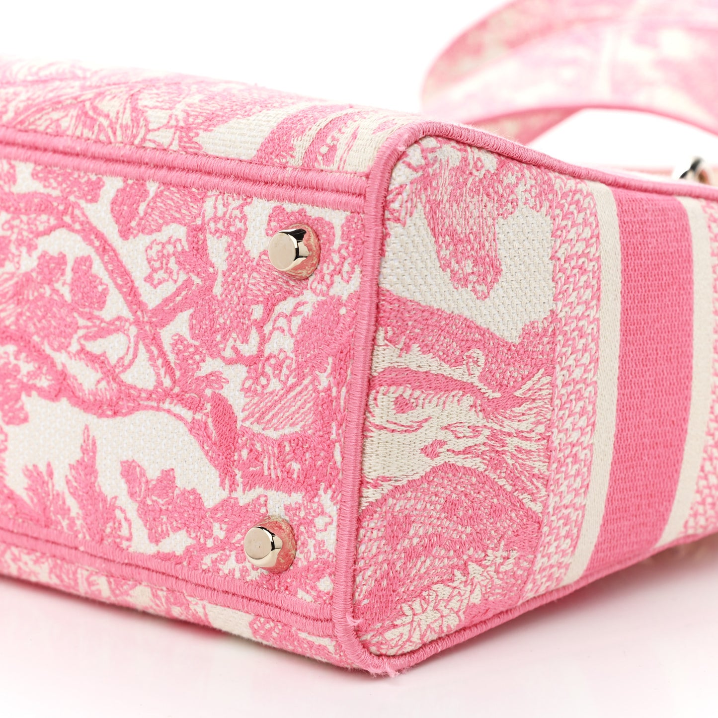 Canvas Toile De Jouy Embroidered Medium Lady D-Lite Peony Pink