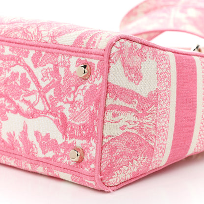 Christian Dior Canvas Toile De Jouy Embroidered Medium Lady D-Lite Peony Pink 9 of 13