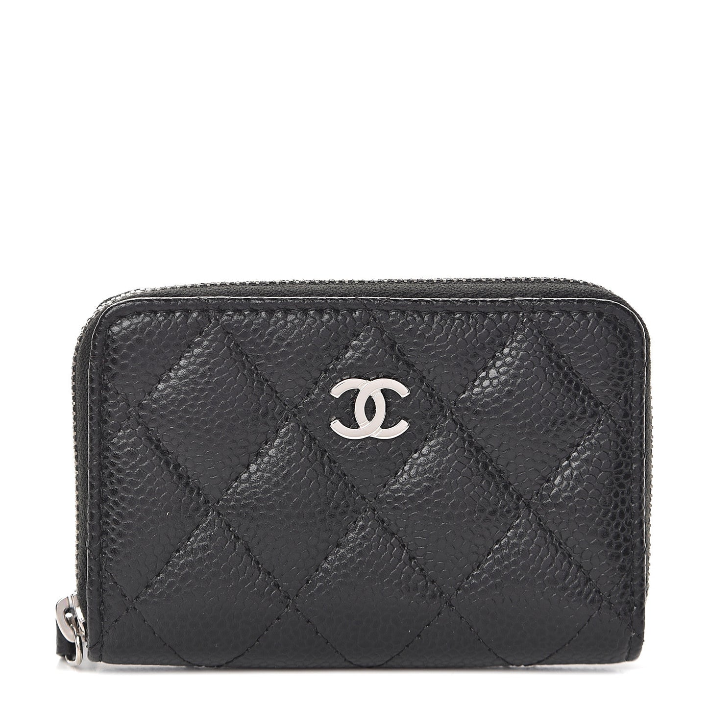 Caviar Quilted Zip Coin Purse Black