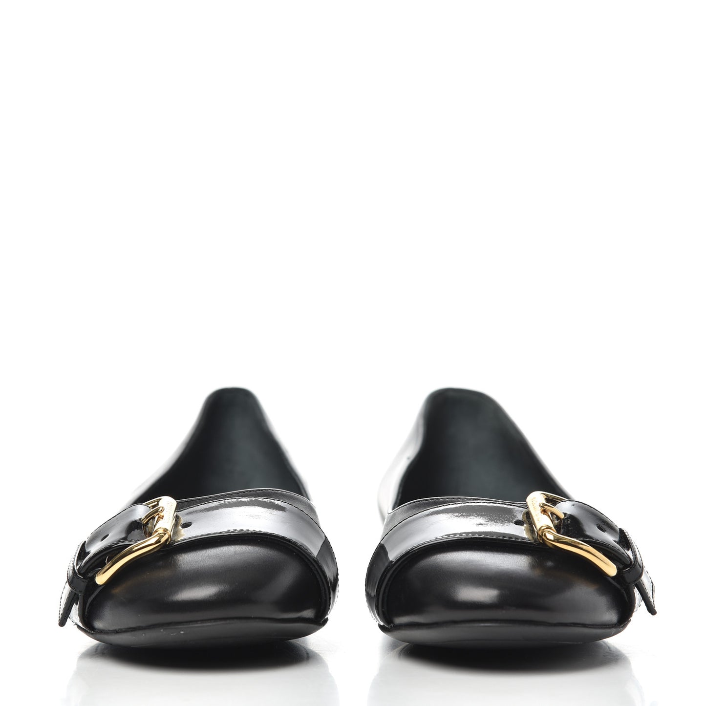 Calfskin Buckle Ballerina Flats 38.5 Black