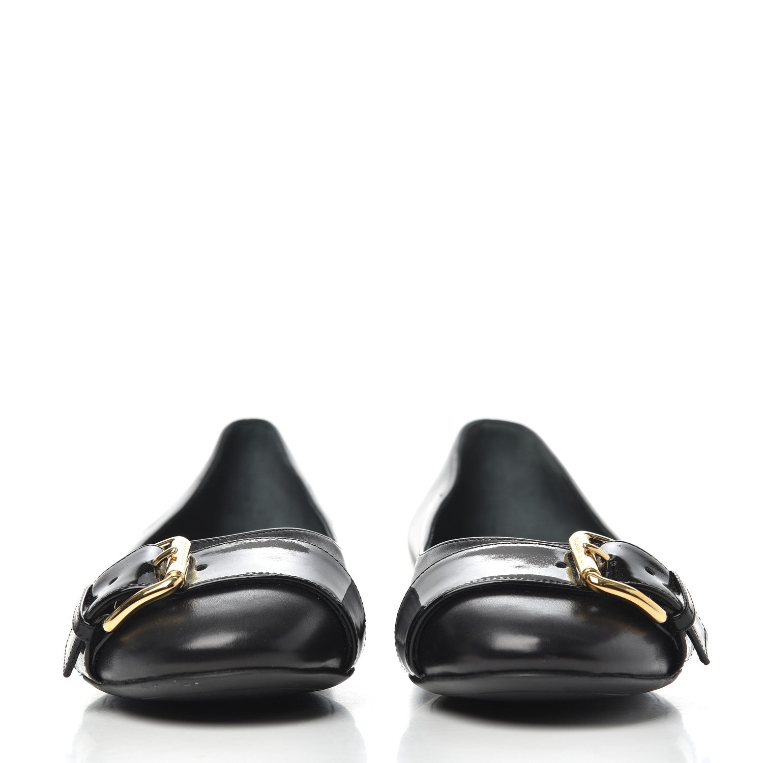 Louis Vuitton Calfskin Buckle Ballerina Flats 38.5 Black 2 of 15