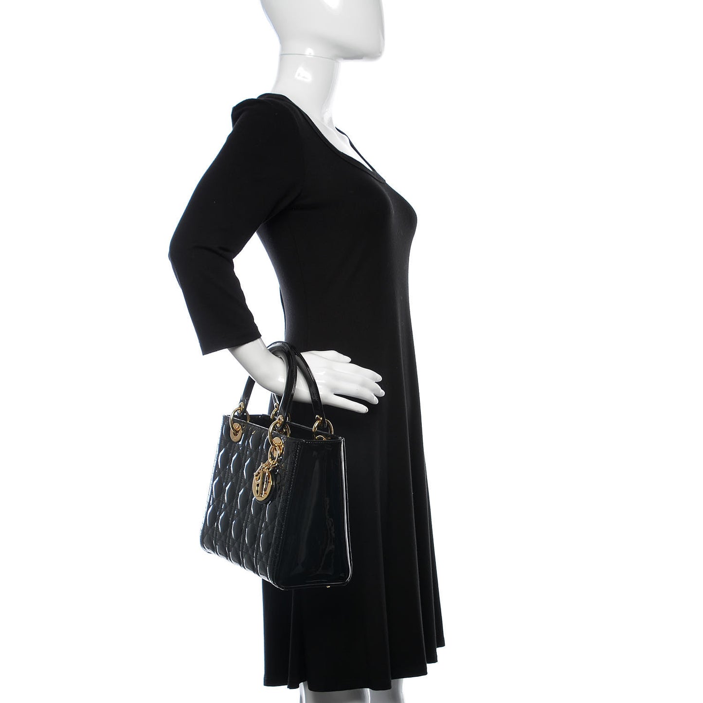 Patent Cannage Medium Lady Dior Black