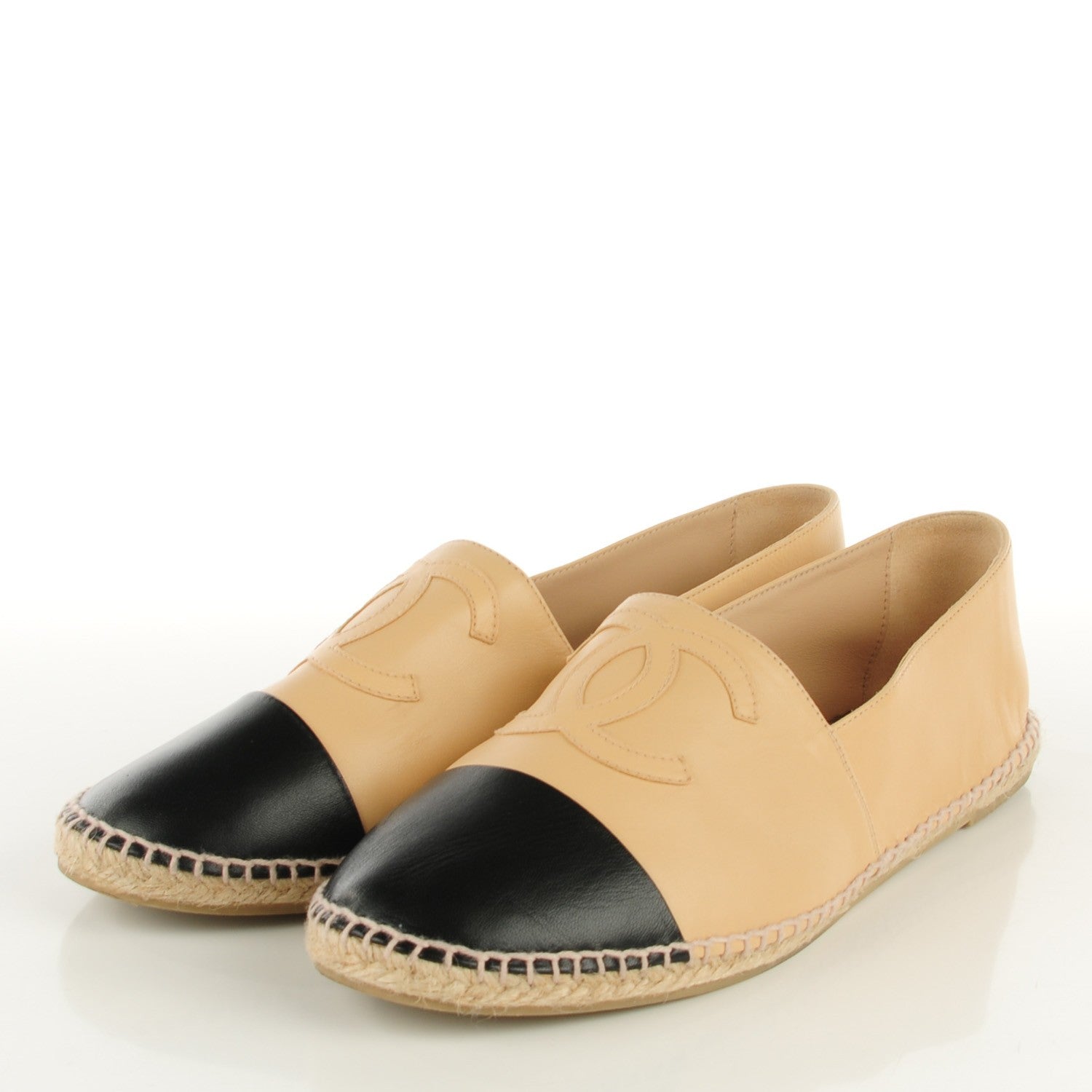 Chanel Lambskin CC Espadrilles 43 Beige Black 4 of 10