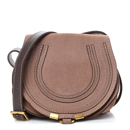 Chloe Nubuck Mini Marcie Round Crossbody Bag Nut 1 of 9