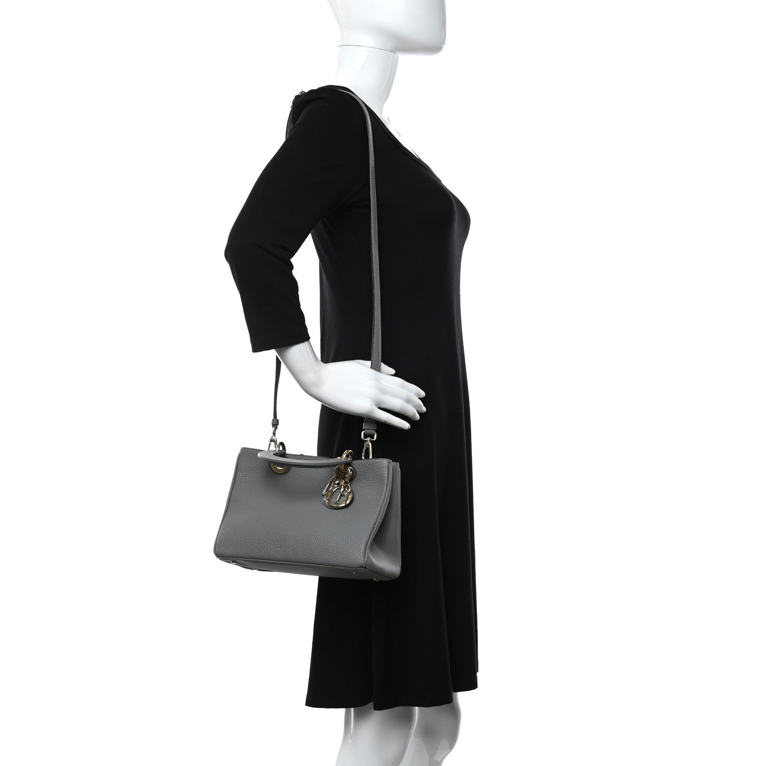 Christian Dior Calfskin Mini Diorissimo Tote Gris 2 of 11