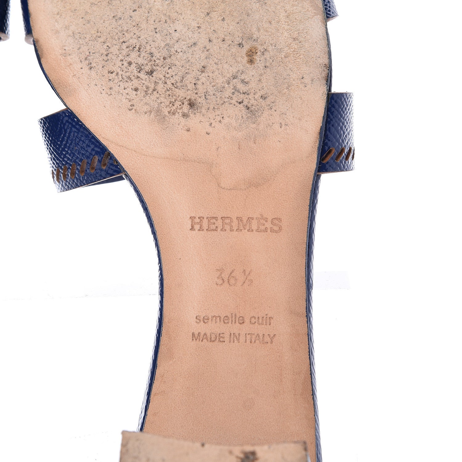 Hermes Patent Epsom Oasis Sandals 36.5 Bleu Saphir 7 of 15