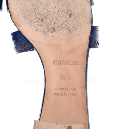 Hermes Patent Epsom Oasis Sandals 36.5 Bleu Saphir 7 of 15