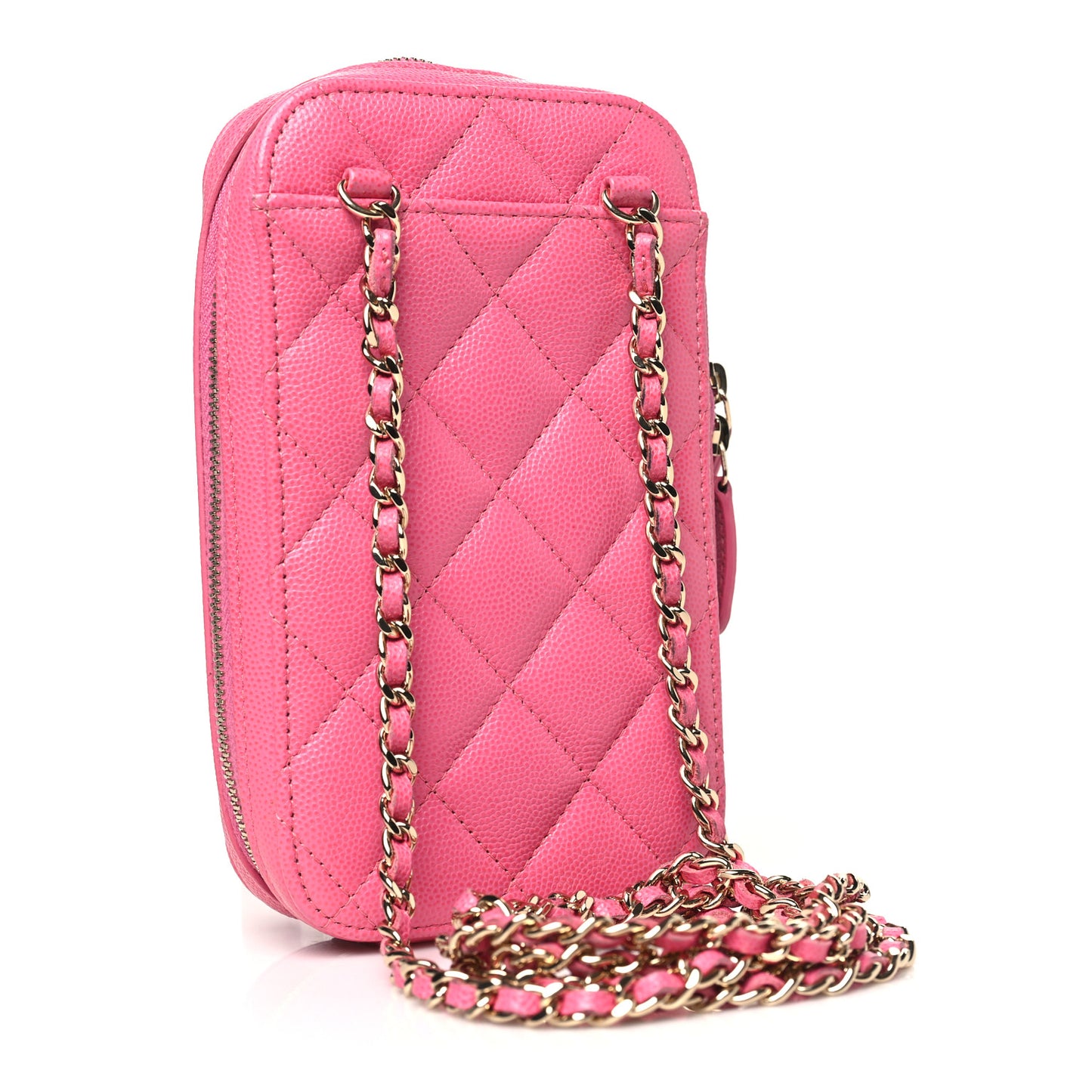 Caviar Quilted Phone Holder Wallet On Chain WOC Pink