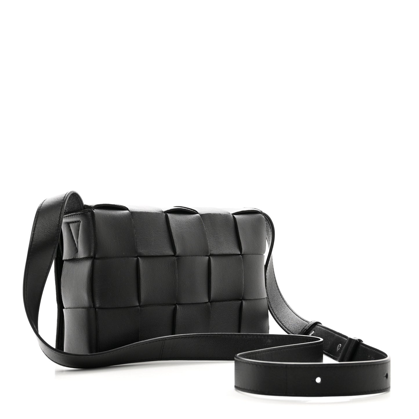 Lambskin Maxi Intrecciato Cassette Crossbody Bag Black
