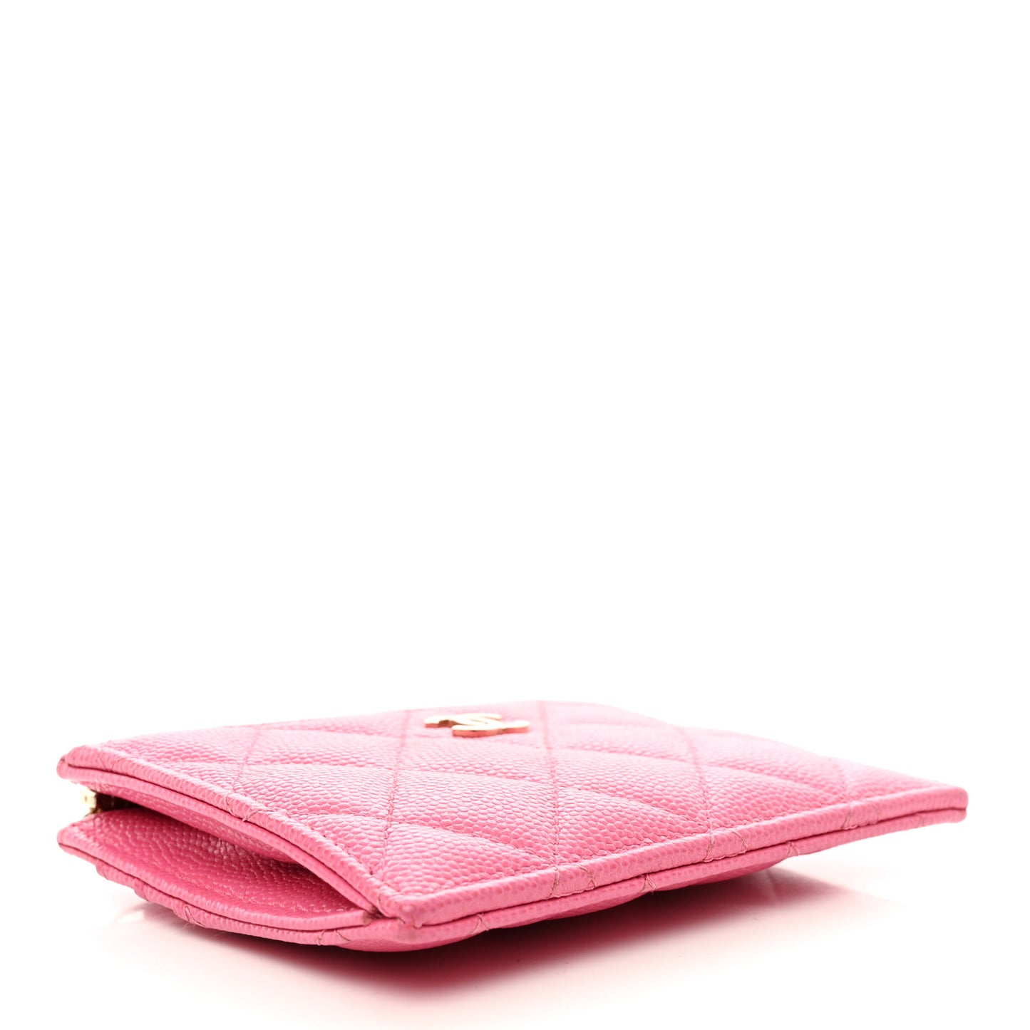 Caviar Quilted CC Zip Card Holder Pink