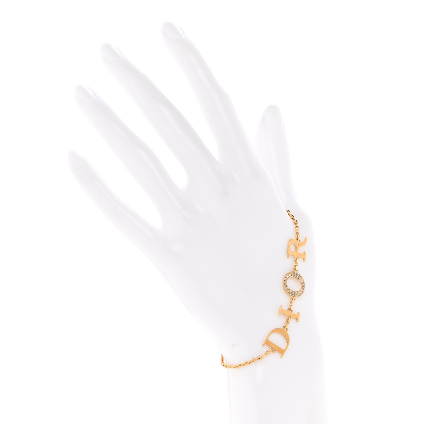 Metal Crystal Letters Bracelet Gold