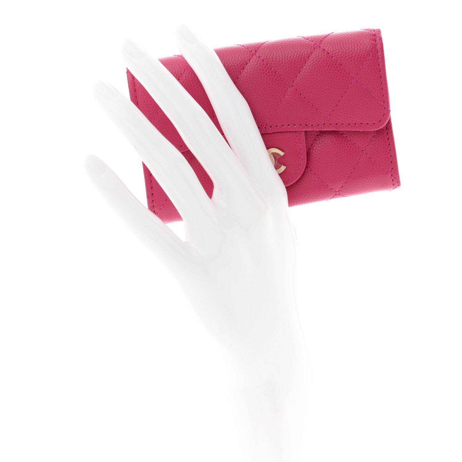 Chanel Caviar Quilted Flap Card Holder Wallet Dark Pink 2 of 7