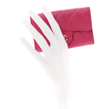 Chanel Caviar Quilted Flap Card Holder Wallet Dark Pink 2 of 7