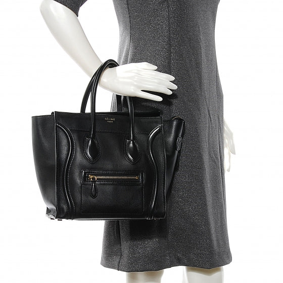 Celine Drummed Leather Micro Luggage Bag Black 2 of 8