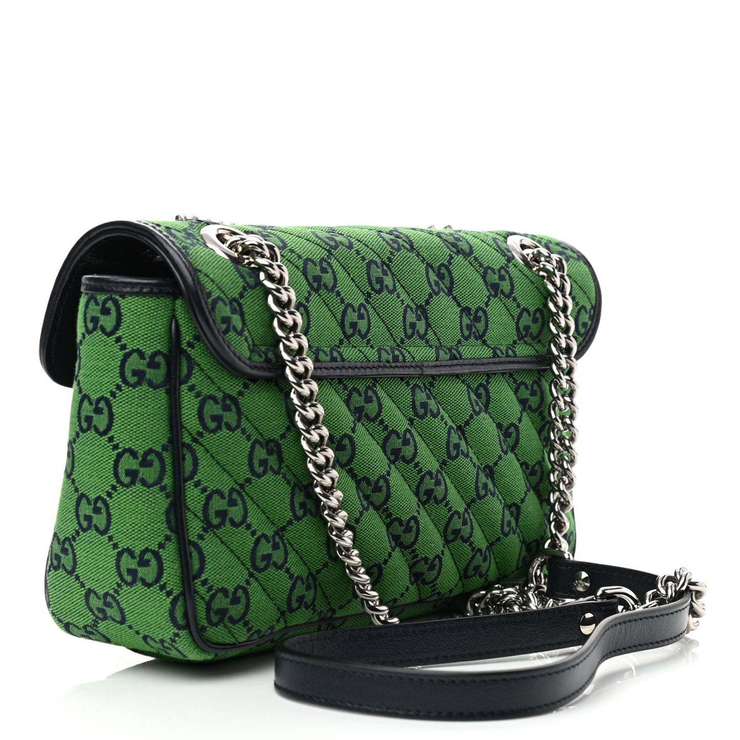 Monogram Multicolor Matelasse Diagonal Small GG Marmont Shoulder Bag Green Blue