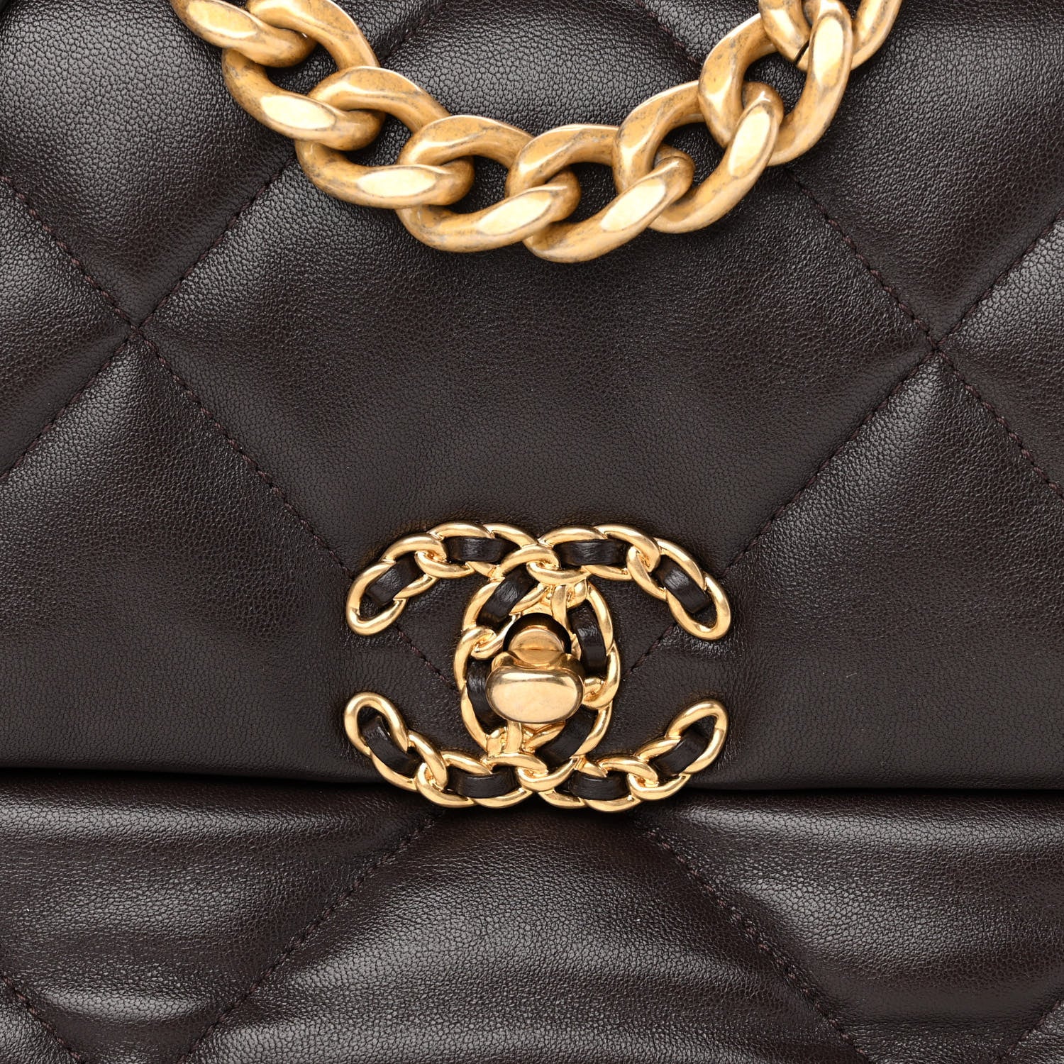 Chanel Lambskin Quilted Medium Chanel 19 Flap Dark Brown 8 of 10