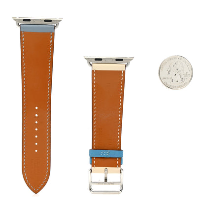 Hermes Swift 44mm Apple Watch Single Tour Bleu Lin Craie Bleu Du Nord 2 of 5