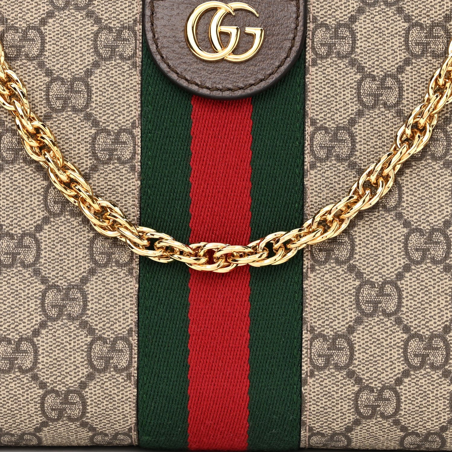 Gucci GG Supreme Monogram Web Small Ophidia Chain Shoulder Bag Brown 8 of 10