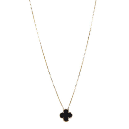 Van Cleef & Arpels 18K Yellow Gold Black Onyx Vintage Alhambra Pendant Necklace 1 of 7