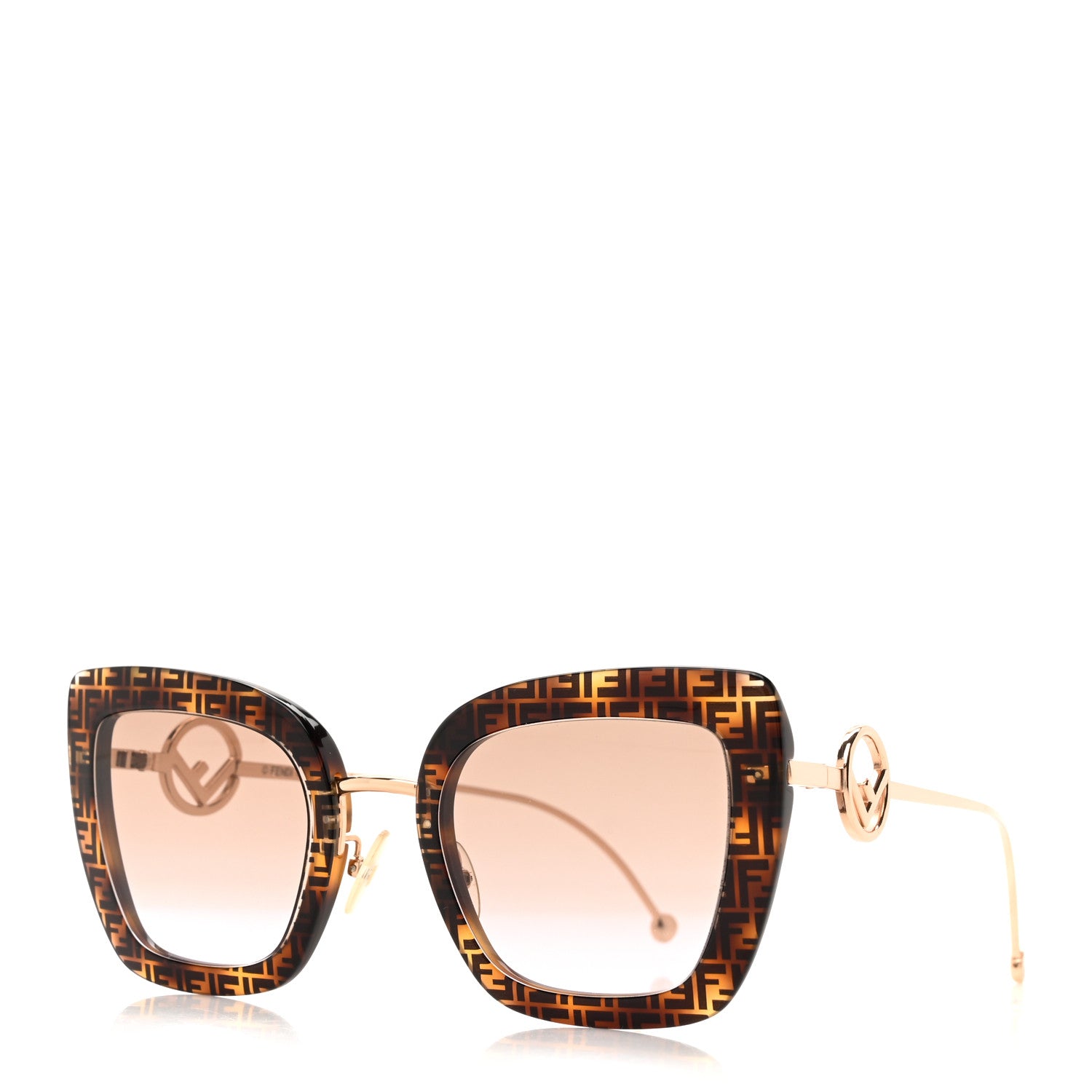 Fendi Acetate Metal F is Fendi FF Square Cat Eye Sunglasses FF 0408/S Havana 1 of 7