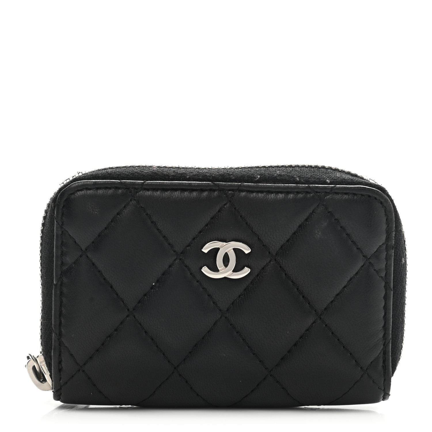 Chanel Lambskin Quilted Zip Coin Purse Black 1 of 8