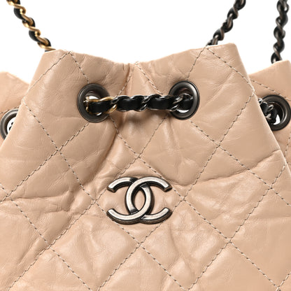 Chanel Aged Calfskin Quilted Small Gabrielle Backpack Beige Black 8 of 10
