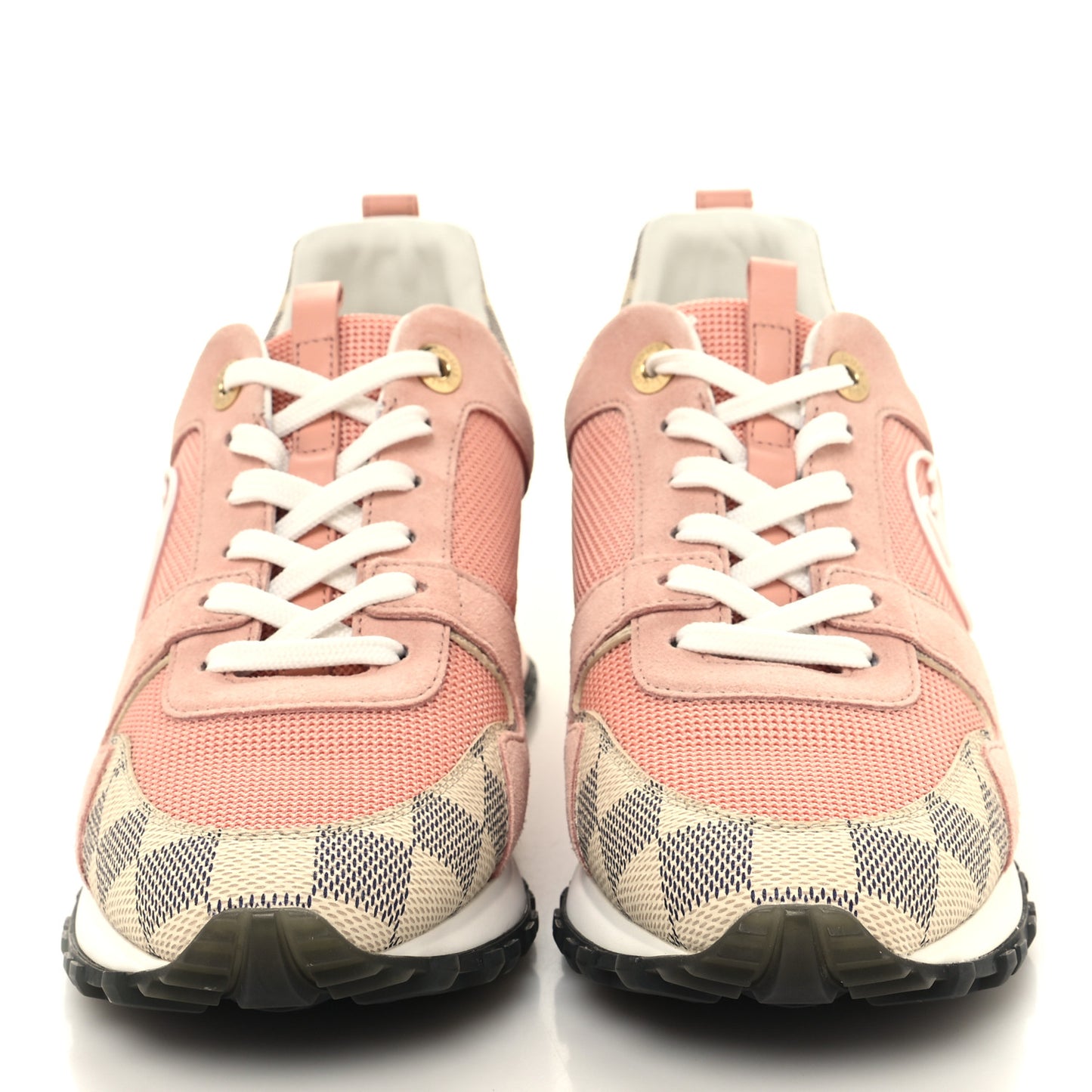 Suede Damier Azur Run Away Sneakers 37.5 Pink