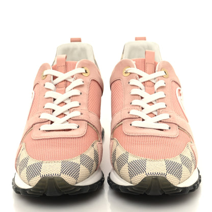 Louis Vuitton Suede Damier Azur Run Away Sneakers 37.5 Pink 2 of 7