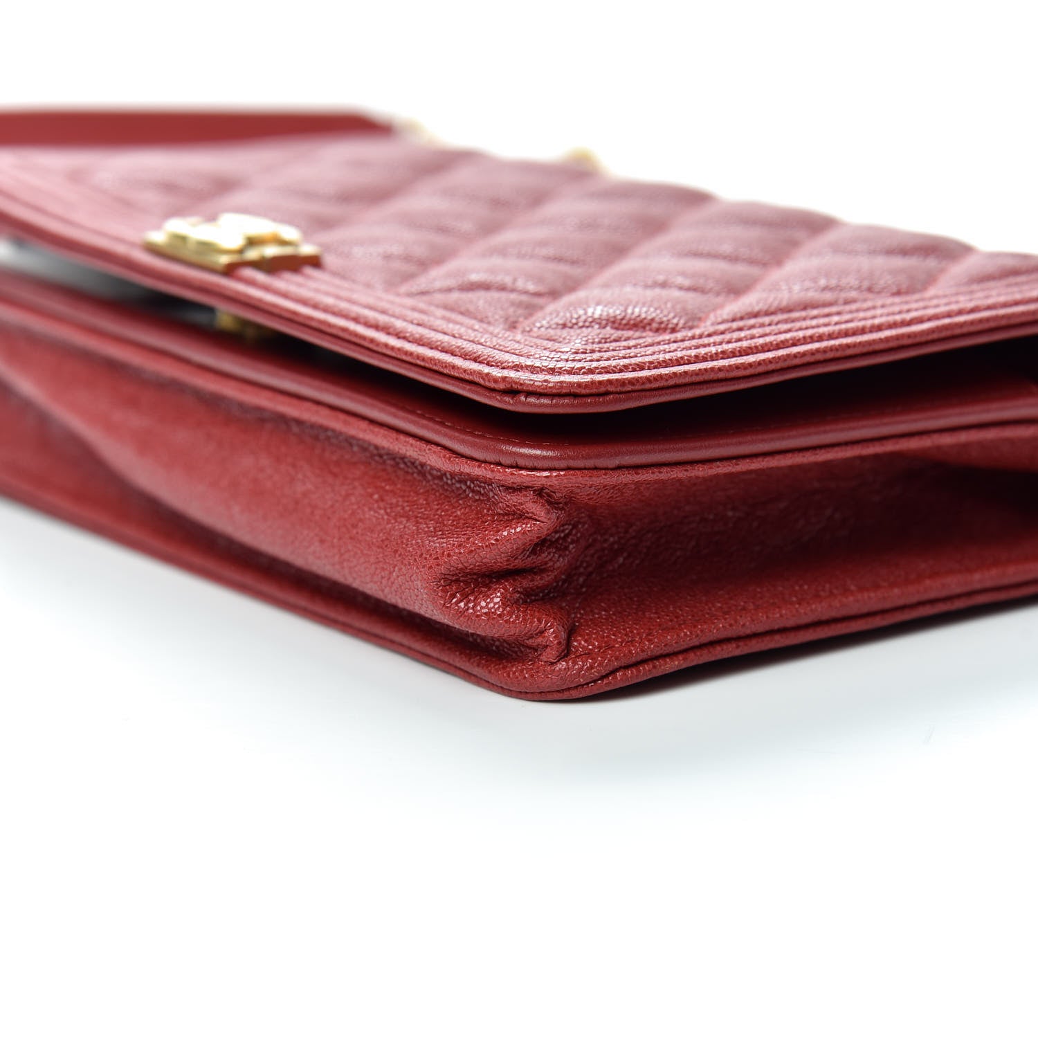 Chanel Caviar Quilted Boy Wallet On Chain WOC Red 7 of 11